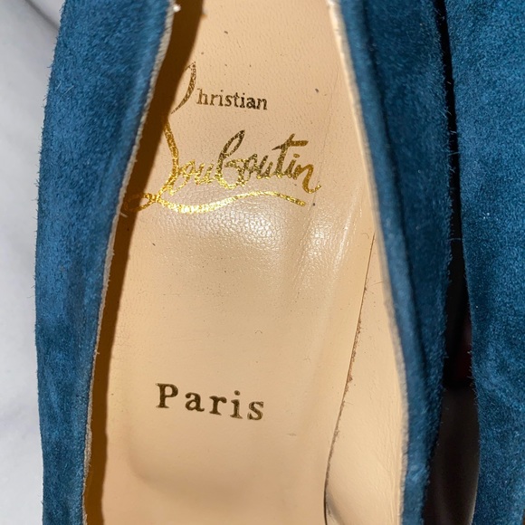 Louboutin Suede Daffodil Peep Toe Platform Pump - Picture 6 of 8